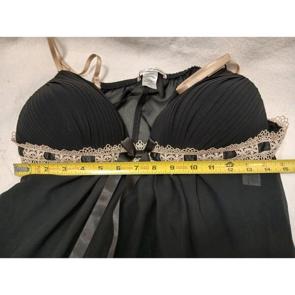 Linea Donatella Babydoll Lingerie Top Size XL Black Push-up Semi Sheer Coquette - Picture 8 of 15